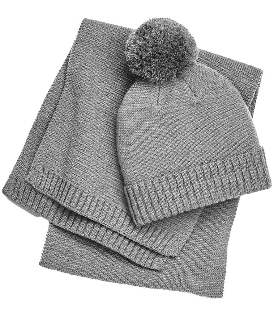 Beechfield B401 Knitted Scarf and Beanie Gift Set