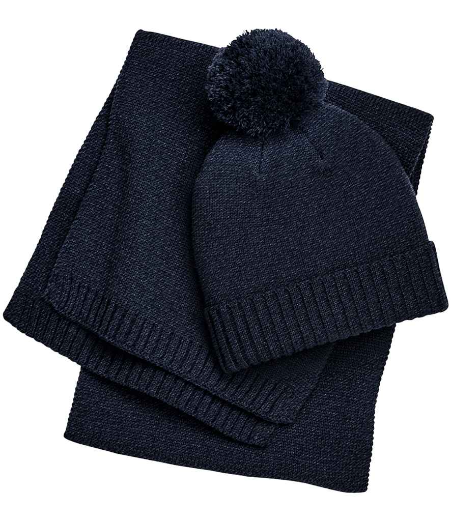 Beechfield B401 Knitted Scarf and Beanie Gift Set