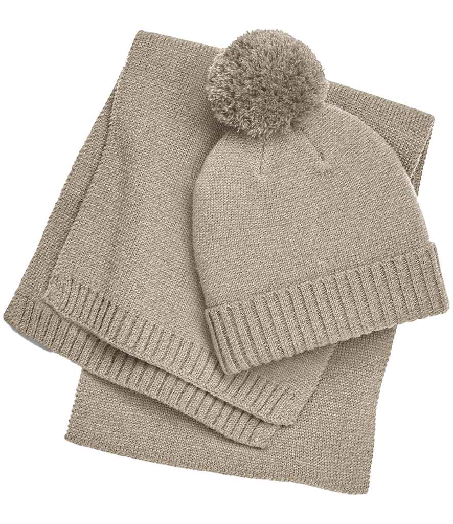 Beechfield B401 Knitted Scarf and Beanie Gift Set