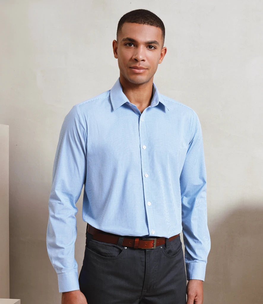 Premier PR220 Long Sleeve Gingham Shirt