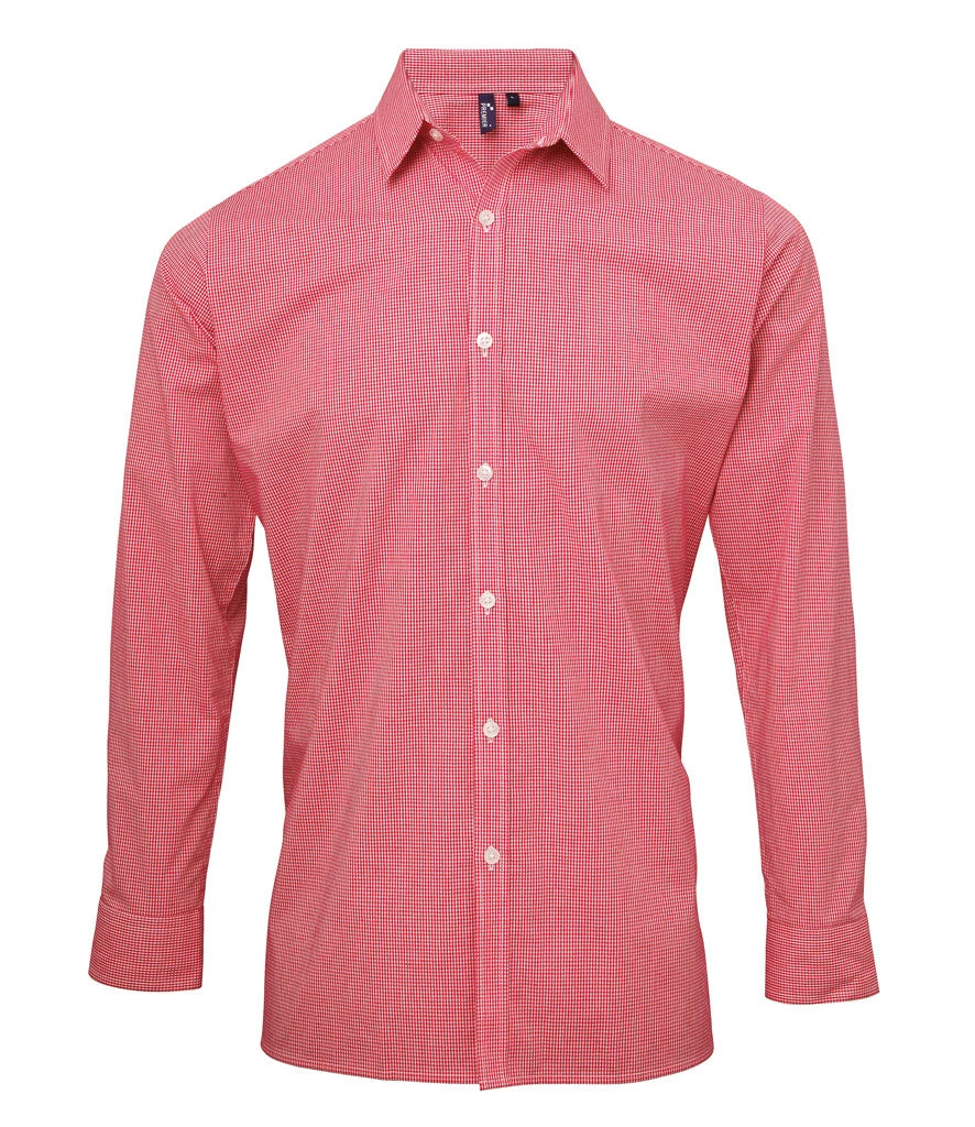 Premier PR220 Long Sleeve Gingham Shirt