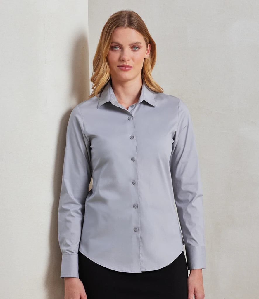 Premier Ladies PR344 Long Sleeve Stretch Fit Poplin Shirt