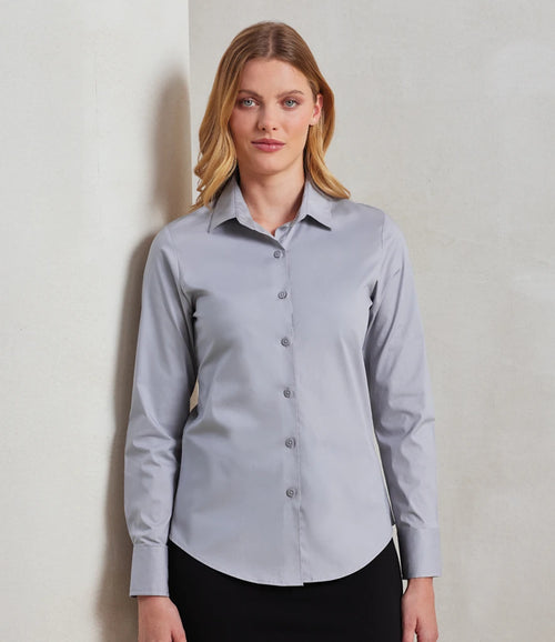 Premier Ladies PR344 Long Sleeve Stretch Fit Poplin Shirt