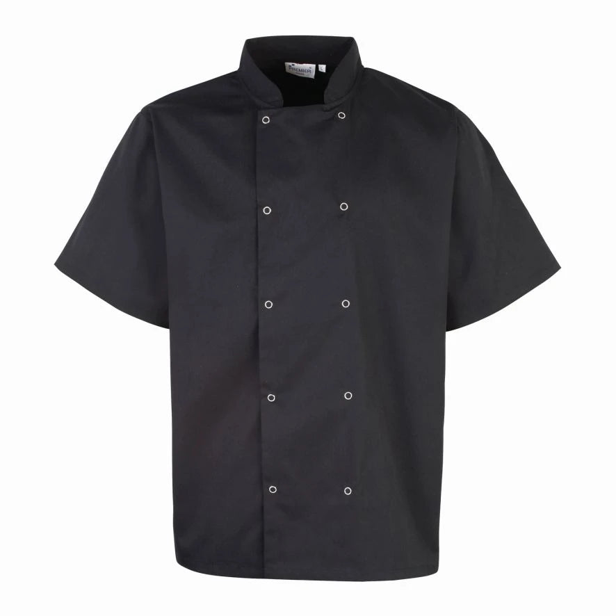 Premier PR664 Unisex Short Sleeve Stud Front Chef's Jacket