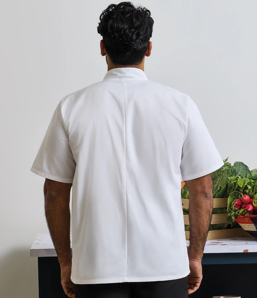 Premier PR664 Unisex Short Sleeve Stud Front Chef's Jacket