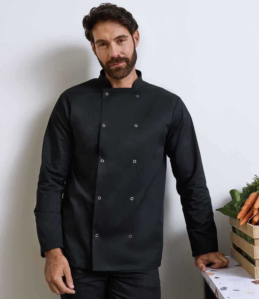 Premier PR665 Unisex Long Sleeve Stud Front Chef's Jacket