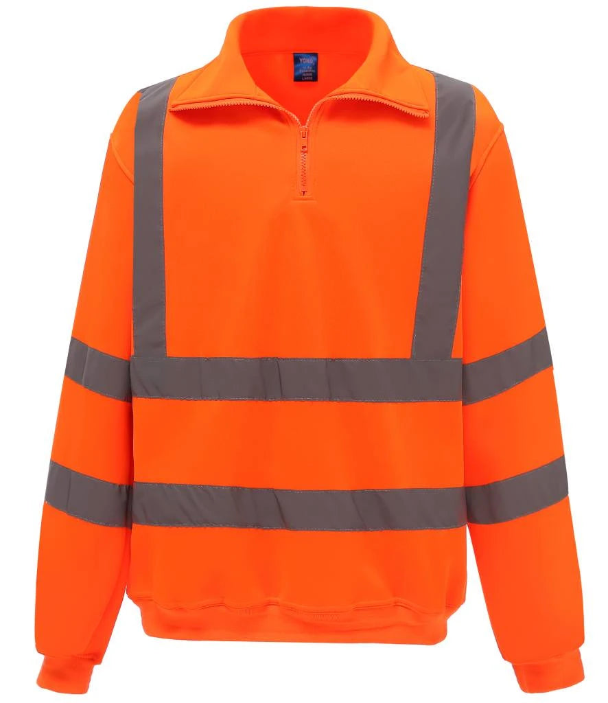 Yoko Hi-Vis YK033 Zip Neck Sweatshirt