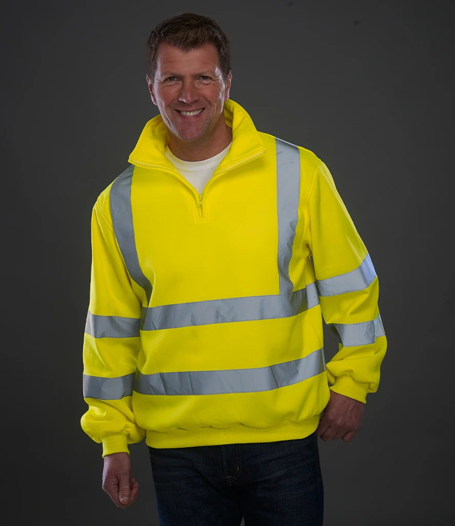 Yoko Hi-Vis YK033 Zip Neck Sweatshirt