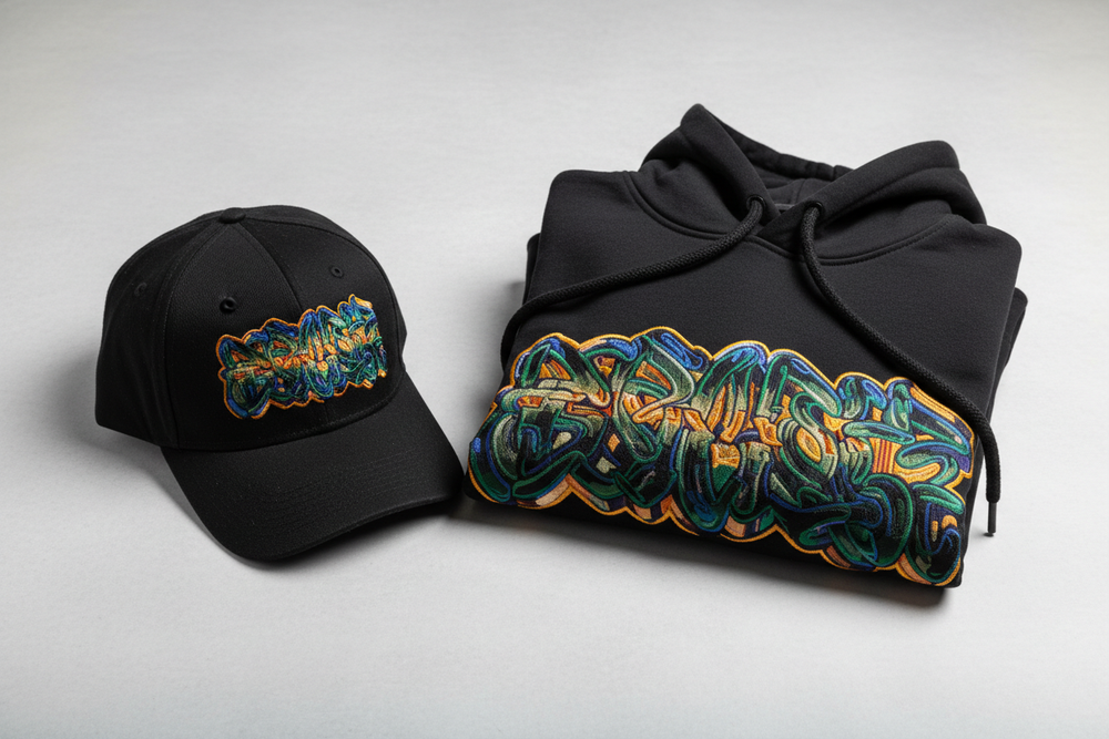 Embroidered caps and hoodies visual